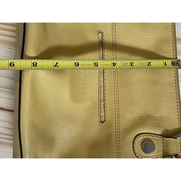Fossil Yellow Leather Shoulder Bag With Inner & Outer Zippers - Picture 11 of 12